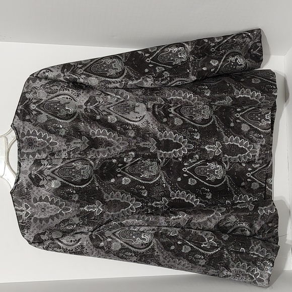 New Holiday Jacket Top Metallic Black and Silver Gray sz 16 Petite - Picture 5 of 7